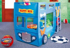 Artplast Detská poschodová posteľ Happy Bus modrý
