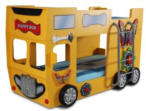 Artplast Detská poschodová posteľ Happy Bus žltý