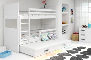 BMS Detská poschodová posteľ s prístelkou RICO 3 / biela 190x80 cm Farba: Biela