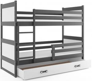 BMS Detská poschodová posteľ s prístelkou RICO 3 / sivá 200x90 cm Farba: Biela
