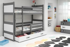 BMS Detská poschodová posteľ s prístelkou RICO 3 / sivá 200x90 cm Farba: Biela #1 small