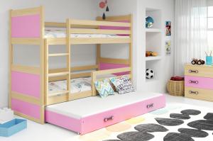 BMS Detská poschodová posteľ s prístelkou RICO 3 / borovica 200x90 cm Farba: Biela #2 small
