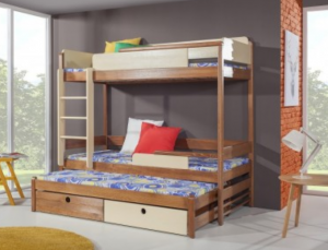 ArtBed Detská drevená poschodová posteľ s prístelkou NATU III Farba: Biela - AKRYL #1 small