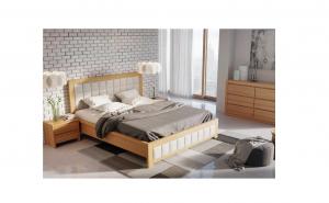 Drewmax Manželská posteľ - masív LK214 | 140 cm dub Farba: Dub prírodný / Casablanca (látka) #2 small