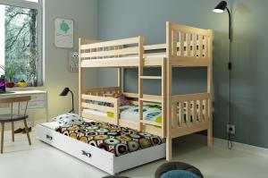 BMS Poschodová detská posteľ Carino 3 s prístelkou 80x190 Farba: Biela / biela #3 small