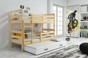 BMS Detská poschodová posteľ s prístelkou ERYK 3 | borovica Farba: Borovica / biela, Rozmer.: 160 x 80 cm