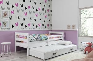 BMS Detská posteľ s prístelkou ERYK 2| BIELA Farba: Biela / biela, Rozmer.: 190 x 80 cm