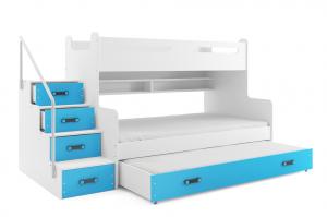 BMS Detská poschodová posteľ Max 3 s prístelkou Farba: Biela #2 small