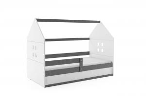 BMS Detská posteľ domček DOMI 1 sivá s úložným priestorom Farba: Sivá / biela
