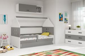 BMS Detská posteľ domček DOMI 1 sivá s úložným priestorom Farba: Sivá / biela #1 small