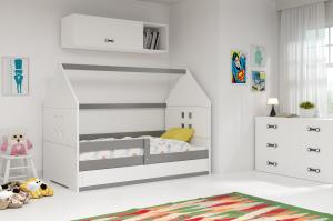 BMS Detská posteľ domček DOMI 1 sivá s úložným priestorom Farba: Sivá / biela #2 small