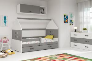 BMS Detská posteľ domček DOMI sivá so zásuvkou Farba: Sivá / sivá #2 small