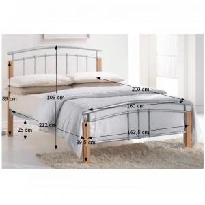 TEMPO KONDELA Mirela 160 kovová manželská posteľ s roštom prírodná / strieborná #1 small