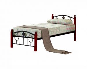 TEMPO KONDELA Magenta 90 kovová jednolôžková posteľ s roštom čierna / tmavý dub