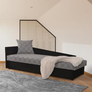 TEMPO KONDELA Judit L jednolôžková posteľ (váľanda) čierna / vzor (M35) #2 small