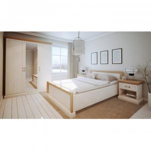 TEMPO KONDELA Royal L1 160 manželská posteľ s roštom biela sosna nordická / dub divoký #1 small