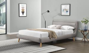 HALMAR Elanda 160 čalúnená manželská posteľ s roštom svetlosivá
