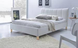 HALMAR Sandy 160 čalúnená manželská posteľ s roštom biela