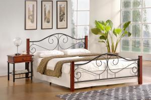 HALMAR Violetta 160 kovová manželská posteľ s roštom čerešňa antická / čierna