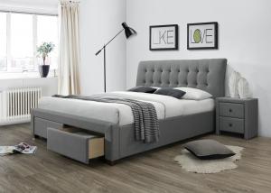 HALMAR Percy 160 čalúnená manželská posteľ s roštom sivá