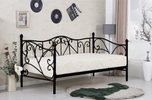 HALMAR Sumatra 90 kovová jednolôžková posteľ s roštom čierna