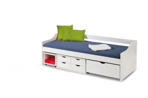 HALMAR Floro 2 90 jednolôžková posteľ s roštom a úložným priestorom biely lesk