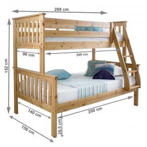 TEMPO KONDELA Luini 90 drevená poschodová posteľ s roštami prírodná #2 small