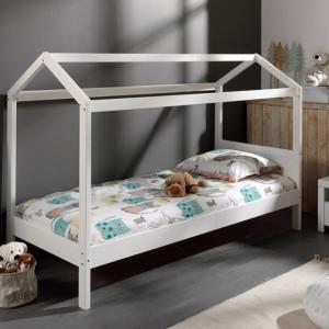 TEMPO KONDELA Impres 90 drevená jednolôžková posteľ s roštom biela #3 small