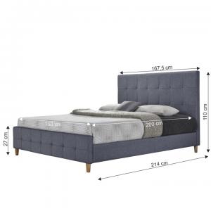 TEMPO KONDELA Balder New 160 čalúnená manželská posteľ s roštom sivá / prírodná #2 small