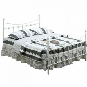 TEMPO KONDELA Nieves New 160 kovová manželská posteľ s roštom biela