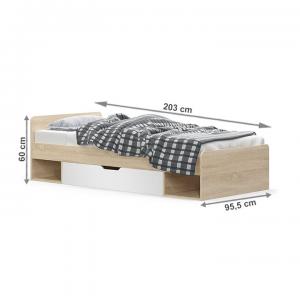 TEMPO KONDELA Teyo 1S/90 jednolôžková posteľ s úložným priestorom dub sonoma / biela #2 small