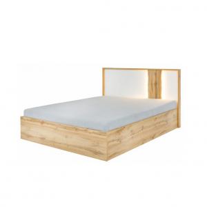 TEMPO KONDELA Vodena 160 manželská posteľ s osvetlením dub wotan / biela #1 small