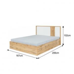 TEMPO KONDELA Vodena 160 manželská posteľ s osvetlením dub wotan / biela #3 small