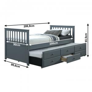 TEMPO KONDELA Austin New 90 rozkladacia posteľ s prísteľkou sivá #2 small