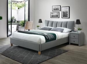 HALMAR Sandy 2 160 čalúnená manželská posteľ s roštom sivá / buk