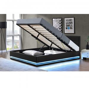 Manželská posteľ s LED osvetlením BIRGET NEW čierna Tempo Kondela 160 x 200 cm #3 small