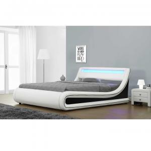 Manželská posteľ s LED osvetlením MANILA NEW biela / čierna Tempo Kondela 163 x 200 cm